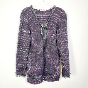 OPEN KNIT CARDIGAN WITH POCKETS